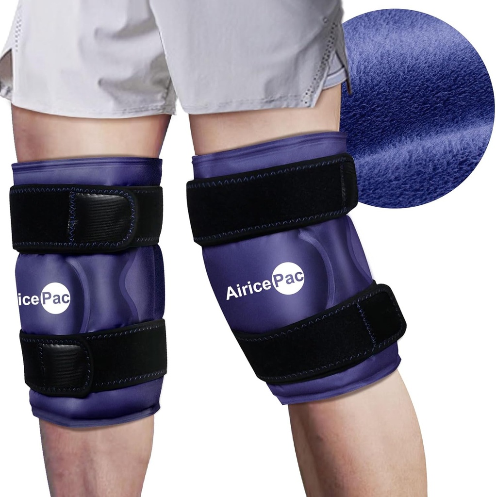 XXL Ice Pack Wrap runt Hela knä efter kirurgi, återanvändbar Gel Large Ice Pack för knäskador, smärtlindring, svullnad, knä kirurgi, sportskador, 2 Pack Blue