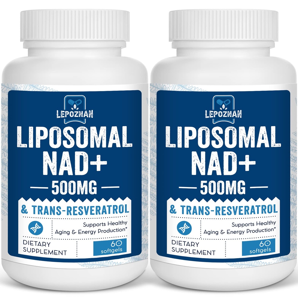 Liposomal NAD + 500 mg + Trans-Resveratrol 300 mg, Superior Absorption, True NAD Supplement Efficient Than NMN,Nicotinamide Riboside för Cellular Energy Metabolism & DNA Repair, Healthy Aging,120 Softgels