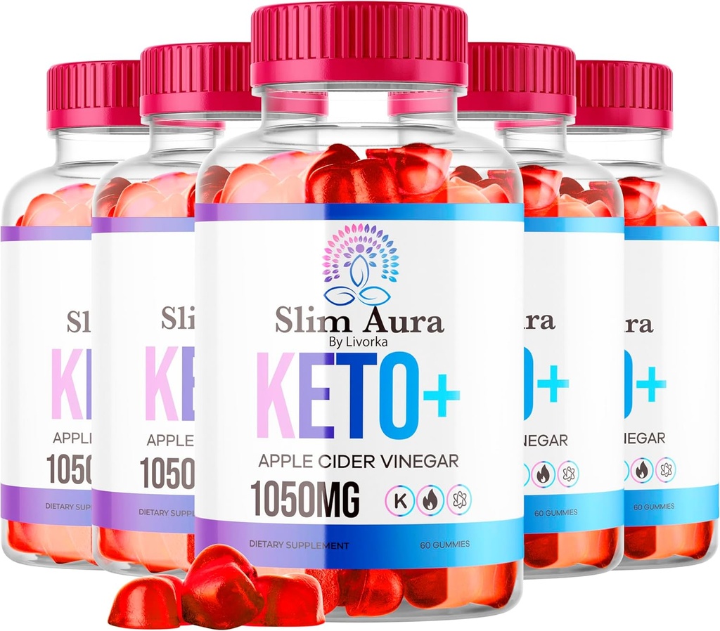 (5 pakkaus) Slim Aura Keto ACV Gummies - Virallinen Slim Aura Keto Plus Apple Sider Viinietikka 1050MG Advanced Formula Gummes, All Natural Premium Formula, Slimaura Gomitas Arvostelut, 300 Gummies 5 Kuukautta