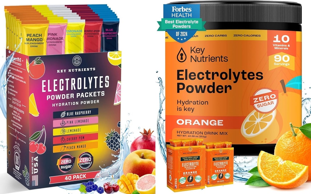 Avainaineet Lopullinen nesteytys & Recovery Bundle: 40 Pack Multivitamiini Hydraation Packetit & 90 Tangy Orange Electrolyte Powder - Ei sokeria, gluteeniton, Keto- ystävällistä
