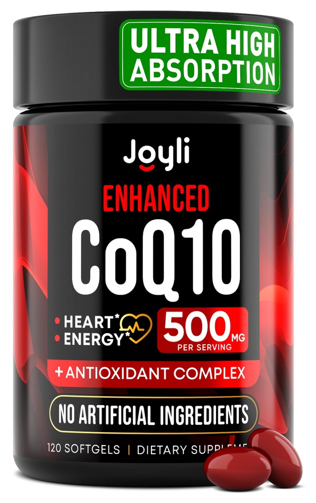 High Absorption CoQ10 500MG - Co Q 10 Supplement 120 Softgels for Heart Health & Energy Production - Förbättrad CoQ10 Nutritional Supplements med Coenzyme Q10 - Alternativ till coq10 400mg softgels