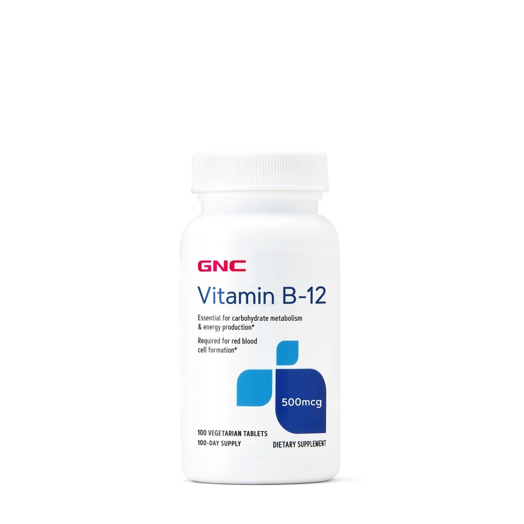 GNC-vitamiini B-12 500 mcg, tukee energian tuotantoa, 100 tablettia
