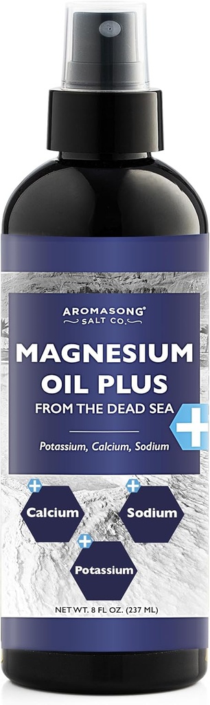 Aromasong Extra Strength Ultra-Pure Magnesium Spray (23mg Magnesium i varje spray) 8 Oz, känd för att användas för lugnande huvudvärk och Leg Discomfort
