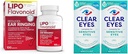 Lipo-Flavonoid Tinnitus Relief Ear Health Vitamins 100 Caplets & Clear Eyes Sensitive Eye Drops 0,5 Oz 2 Pack Bundle