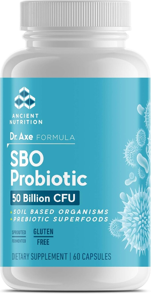 Antiikin ravitsemus Probiootit, Gut Palauta 60ct inkiväärillä ja Sarviapilalla, tukee ruoansulatustoimintoja, vähentää ripulia, ummetusta, kaasua ja turvotusta, Superfoods Blend, 50 miljardia PMY*/Serving