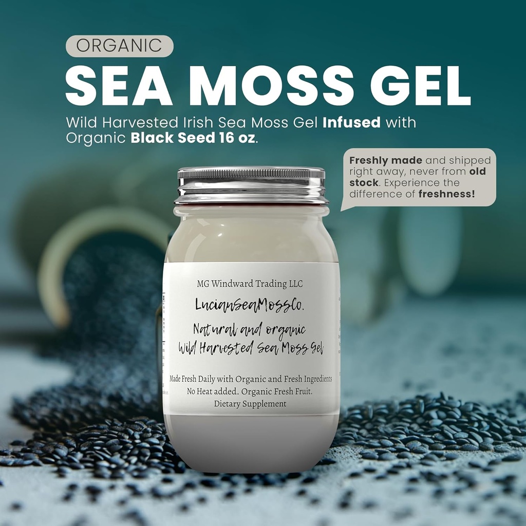 Ashwagandha Mango Sea Moss Gel Organic Fresh Fruit infused Wild Harvested Irish Sea Moss Gel 