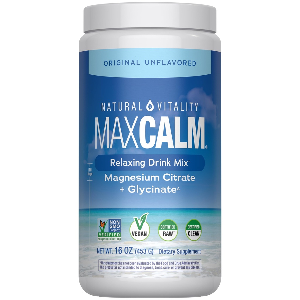 Luonnollinen elinkyky Rauhoitu, magnesiumlisä, Stress Drink Mix Powder, gluteeniton, vegaaninen, & ei-GMO, alkuperäinen makuton, 16 oz
