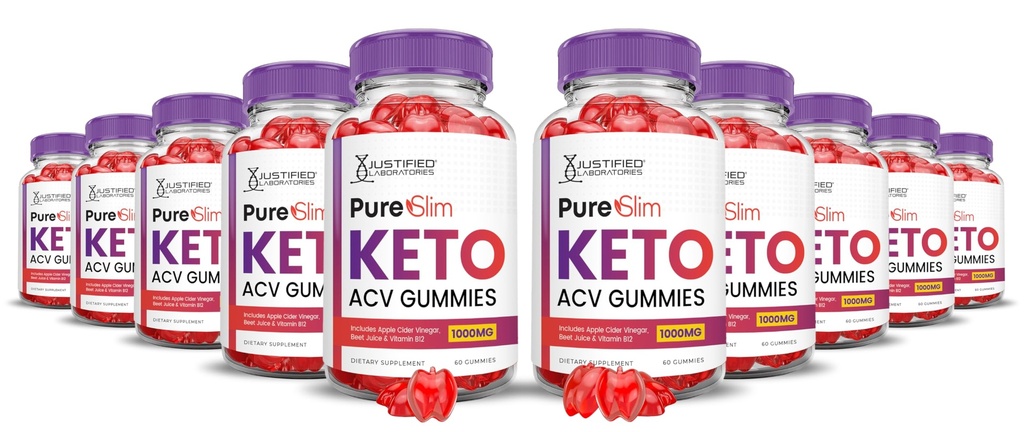 (10 Pack) Pure Slim Keto ACV Gummies Advanced Formel 1000MG PureSlim Keto Gummies Apple Cider Vinegar Formulerad med Pomegranate Beet Juice Powder B12 Vegan Non GMO 600 Gummys