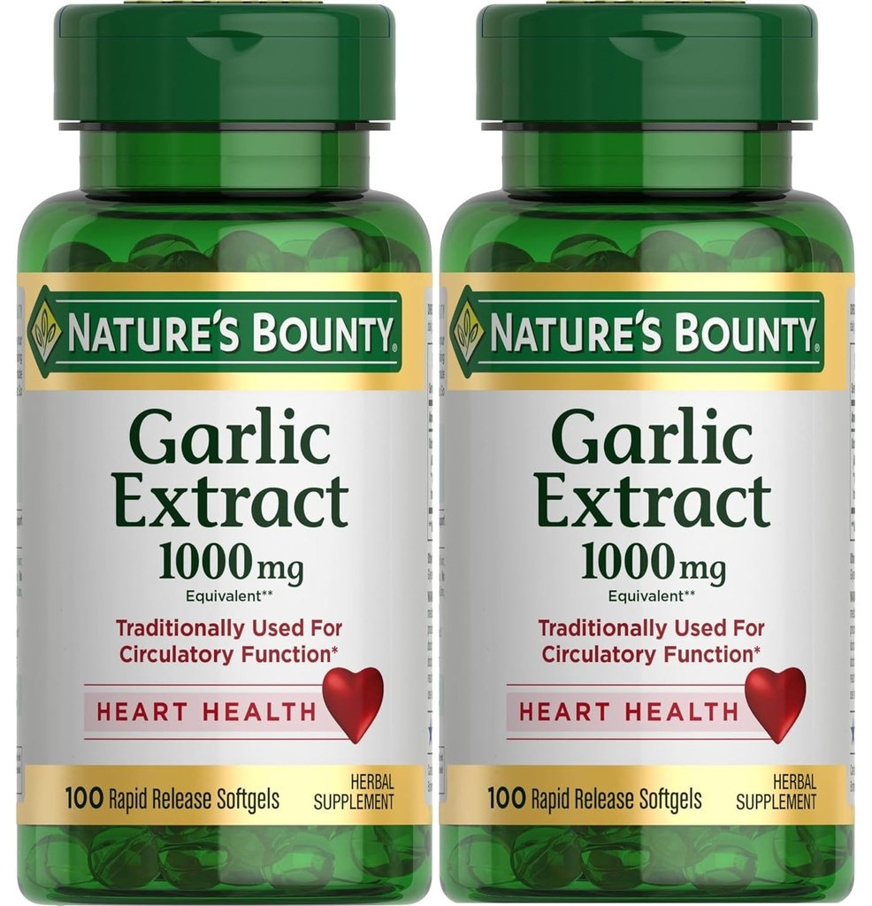 Naturens Bounty Garlic Extract 1000 mg Softgels 100 ea (Pack of 2)