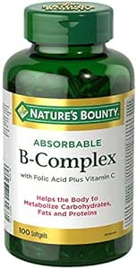 Luonnon Bounty Absorbable B-Complex Folic Acid Plus C-vitamiini, 100 Softgels