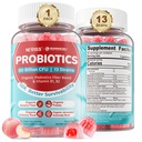 NEVISS Probiootti + Prebiootti Gummies for Aikuinen & Kids 4+, Sugar Free Chewable 50 miljardia PMY w/kuitu, B1-vitamiini B2 D3 & Sinkki, for Dgestive & Gut Health, Boost Microflora Monimuotoisuus, 60 Ct