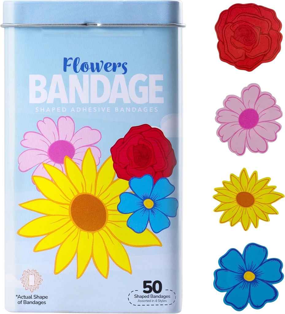 BioSwiss Lapset Bandage, Kukat Muotoiltu Itseliimautuva Bandage Set, Latex vapaa, Steriili haava hoito, 50