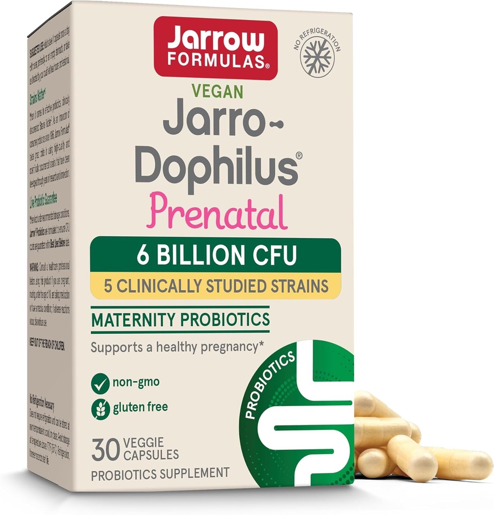 Jarrow Formulas® Jarro-Dophilus® Prenataaliprobiootit naisille, 6 miljardia PMY, tukee terveellistä raskauden, 30 kasviskapselia, 30 päivän toimitus