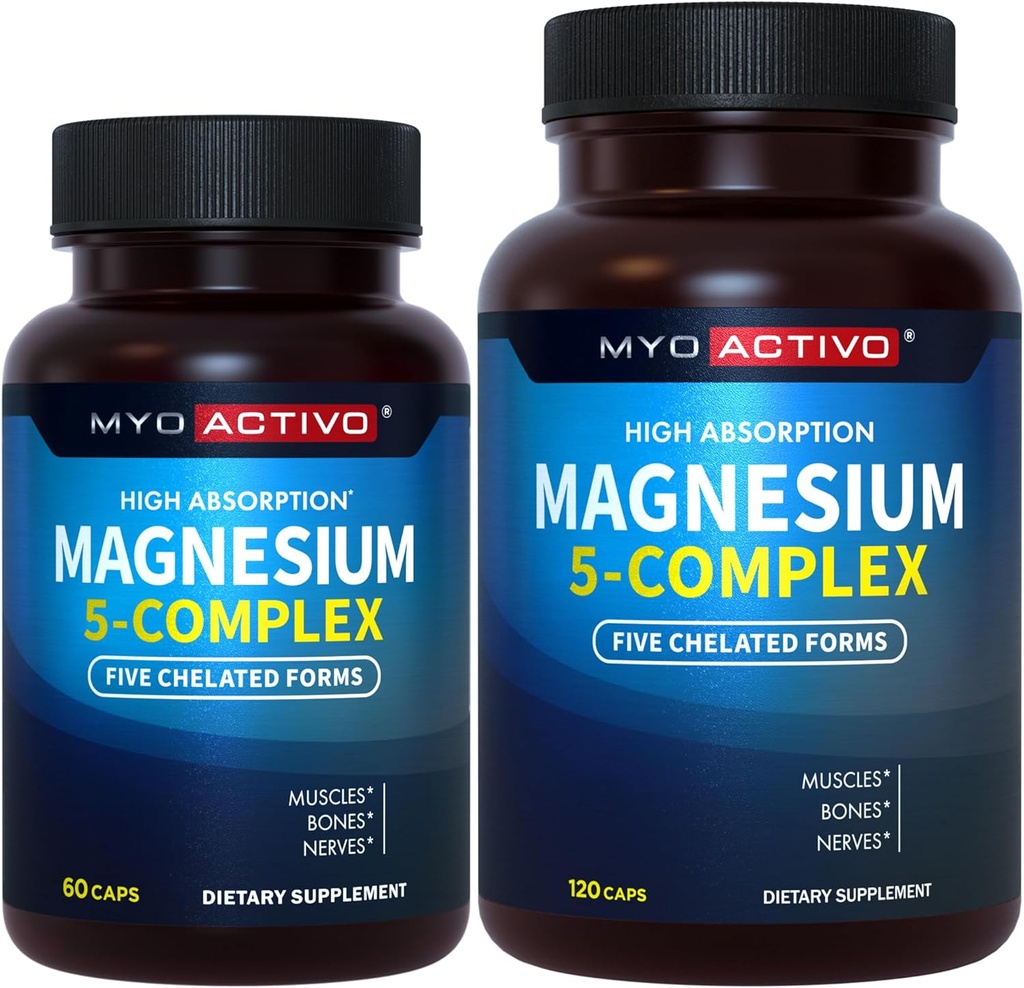 60ct + 120ct - MyoActivo 5-in-1 Magnesium Complex - Korkea Imeytyminen - Kelatoitu magnesium