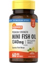 Sundance Mini Fish Oil Softgels 1340mg | 60 greve | Kontroller Fish Burps | Premium Strength Formel med Omega-3 | Natural Lemon Flavor | Non-GMO och Gluten Free Supplement
