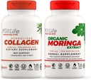 Full Life Hydrolyzed Collagen ja Moringa Oleifera Kapselit - Ravintolisät - Naudan kollageeni pillerit naisille ja miehille, Gluteeniton - Kasviskapselit