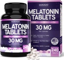 Melatoniini 30 mg tabletit aikuisille (240 tablettia) - Nopea liuota tabletti 30 mg Melatoniini per tabletti - Gluteeniton, ei-GMO, 100% kasvissyöjä, & Suuri Maku - sekoitettu Berry Flavor - Valmistettu USA