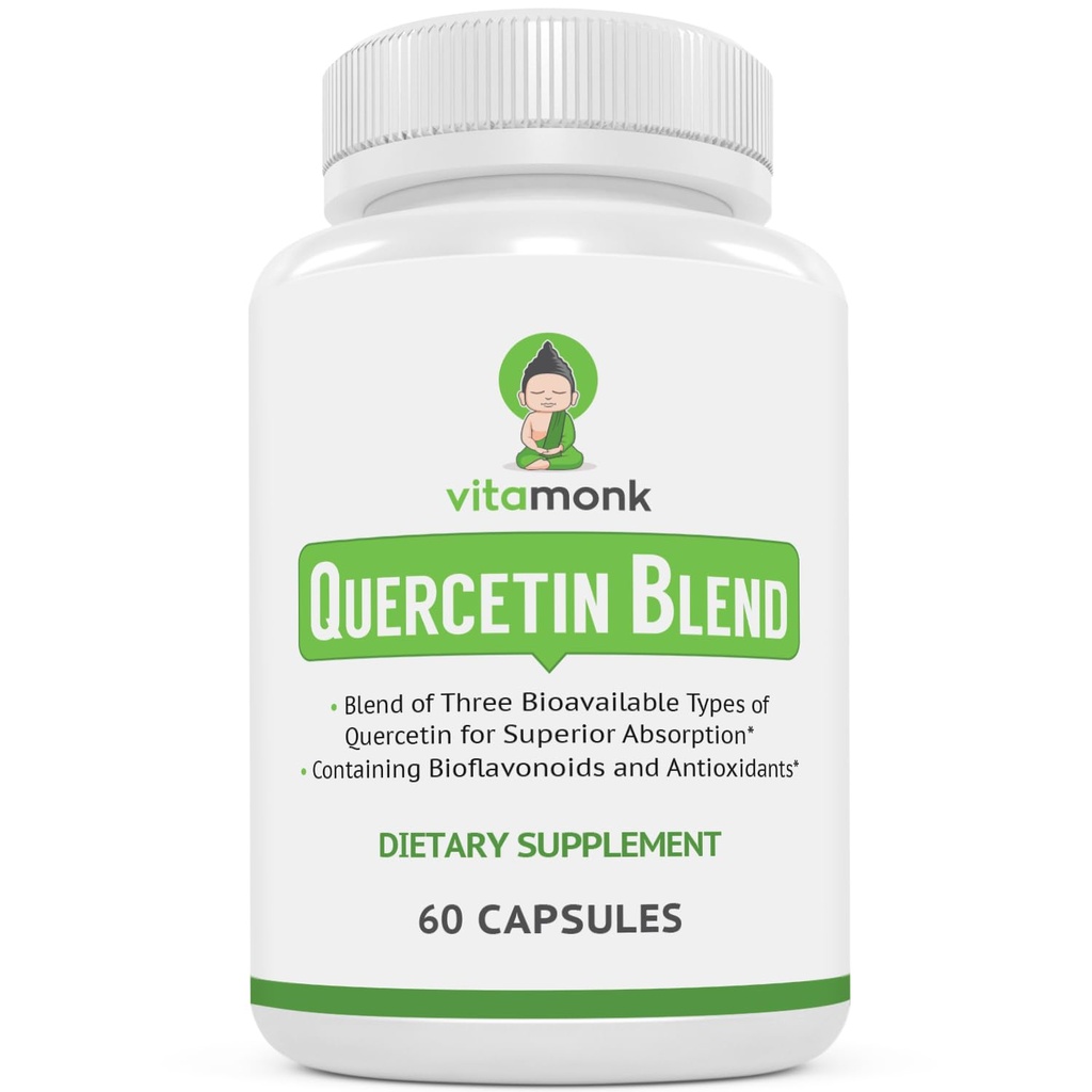 VitaMonk Quercetin Complex - 3 Bioaktiva former av Quercetin - Isoquercetin, Quercetin Dihydrate och Quercetin Phytosome - för Superior Absorption - Quercetin 500mg Capsules - Quercetin med Bromelain