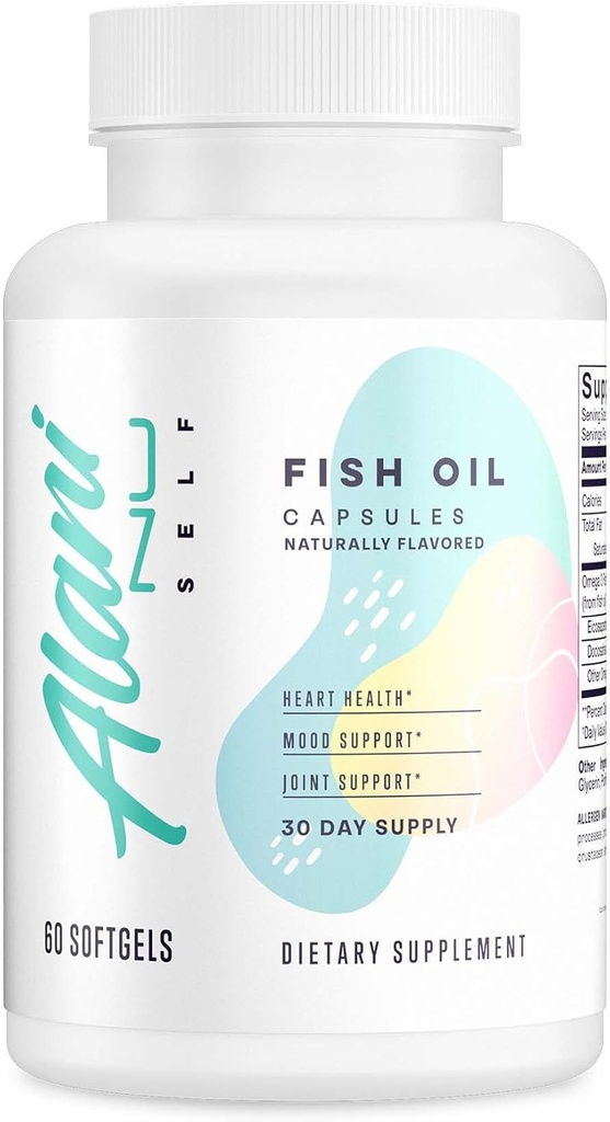 Alani Nu Omega 3 Fish Oil, 1500MG, 800mg EPA, 600mg DHA, Gluten-Free, (60 Softgels) 30 portioner
