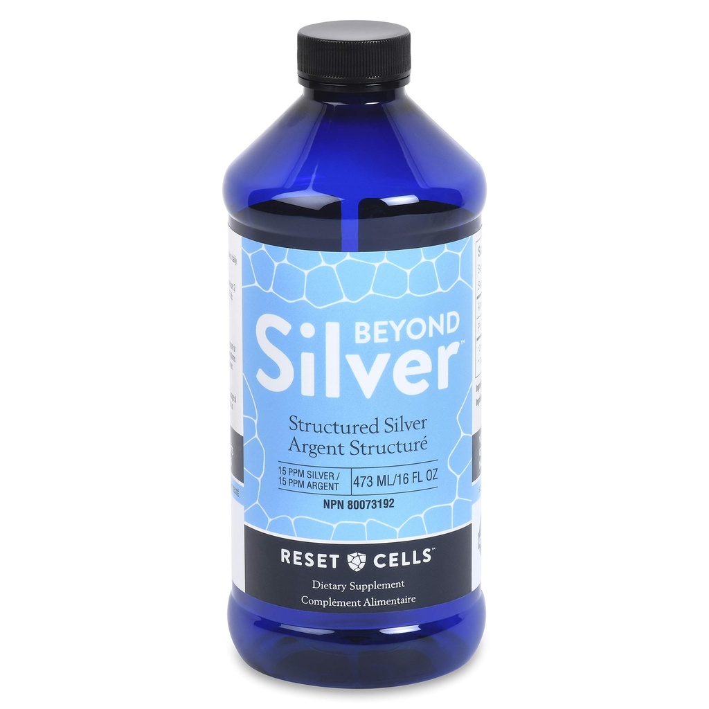 Beyond Silver Structured Silver Solution - 15ppm - 16oz - Pure Kolloidinen Silver Liquid for Immuun Support - Emäksinen hopean ruokavalio täydentää