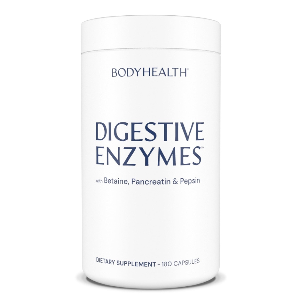 BodyHealth Dgestive Enzymes Full Spectrum Dgestive Support (180 kapselia), Betaiini, Pepsin, Haiman BPP Entsyymeillä ja probiooteilla, vatsan turvotusta, närästystä, kaasua, ummetusta