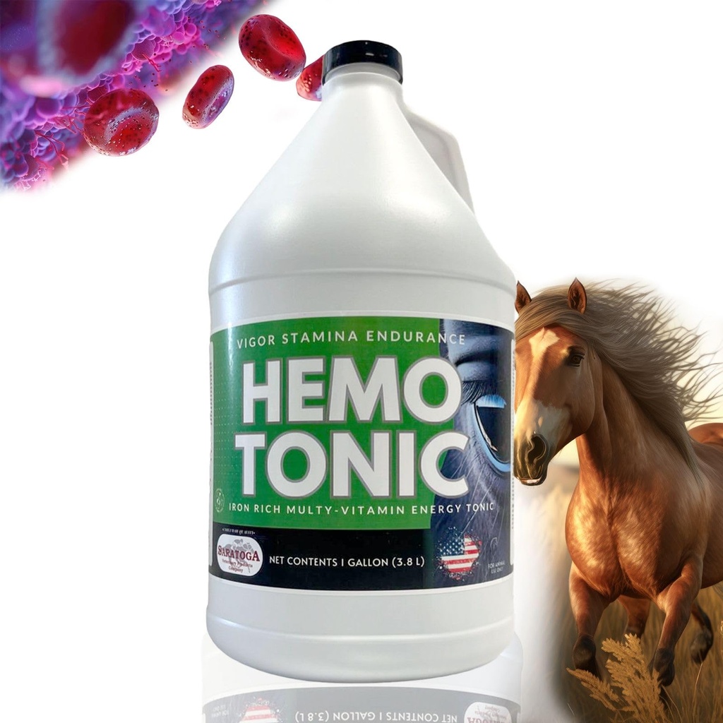 Hemotonic - Iron Rich Multi-Vitamin Energy Tonic Power Packed Blood Builder & Energy Revitalizer för hästar av Saratoga Veterinary Product (1 Gallon)