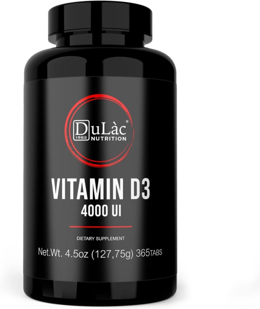 Dulàc - D3-vitamiini 4000 IU: n täydennysosa, edistää kalsiumin ja fosforin imeytymistä, tukee luita, hampaita, lihaksia ja immuunijärjestelmää, 365 tablettia, valmistettu Italiassa
