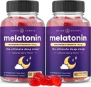 NutraChamps (Pack 2 Melatoniini Gummies aikuisille, Extra Strength unilääkettä vitamiineja, 5 mg tai 10 mg annos, Vegan luonnollinen mansikka maku täydentää parempaan uneen, 120 Gummies