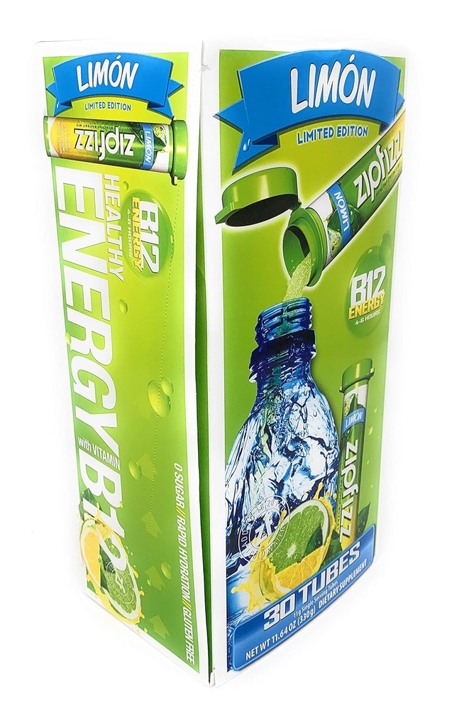 Zipfizz B12 Energy 30 Putket Ravintolisä Limon (rajoitettu painos), 11.64