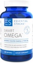 Essential Stacks Smart Omega 3 - Burpless Fish Oil - 1400mg EPA DHA Per Servering, Enteric Coated (60 kapslar)