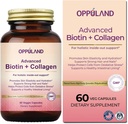 Biotiini ja kollageeni lisäravinteet-Biotin 5000 mikrog + Collagen naisten tukea vahvat hiukset, kynnet & terve iho-60 kasviskapselit