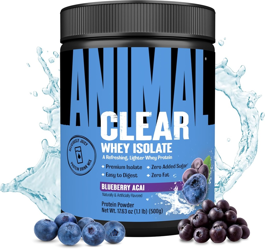 Clear Whey Isolate Protein Powder - Helppo syödä ja sekoittaa, 5g BCAA, herkullisen mehukas, Päivitä milloin tahansa juoda miehille ja naisille, Mustikka Acai 125g (5 tarjoilua)