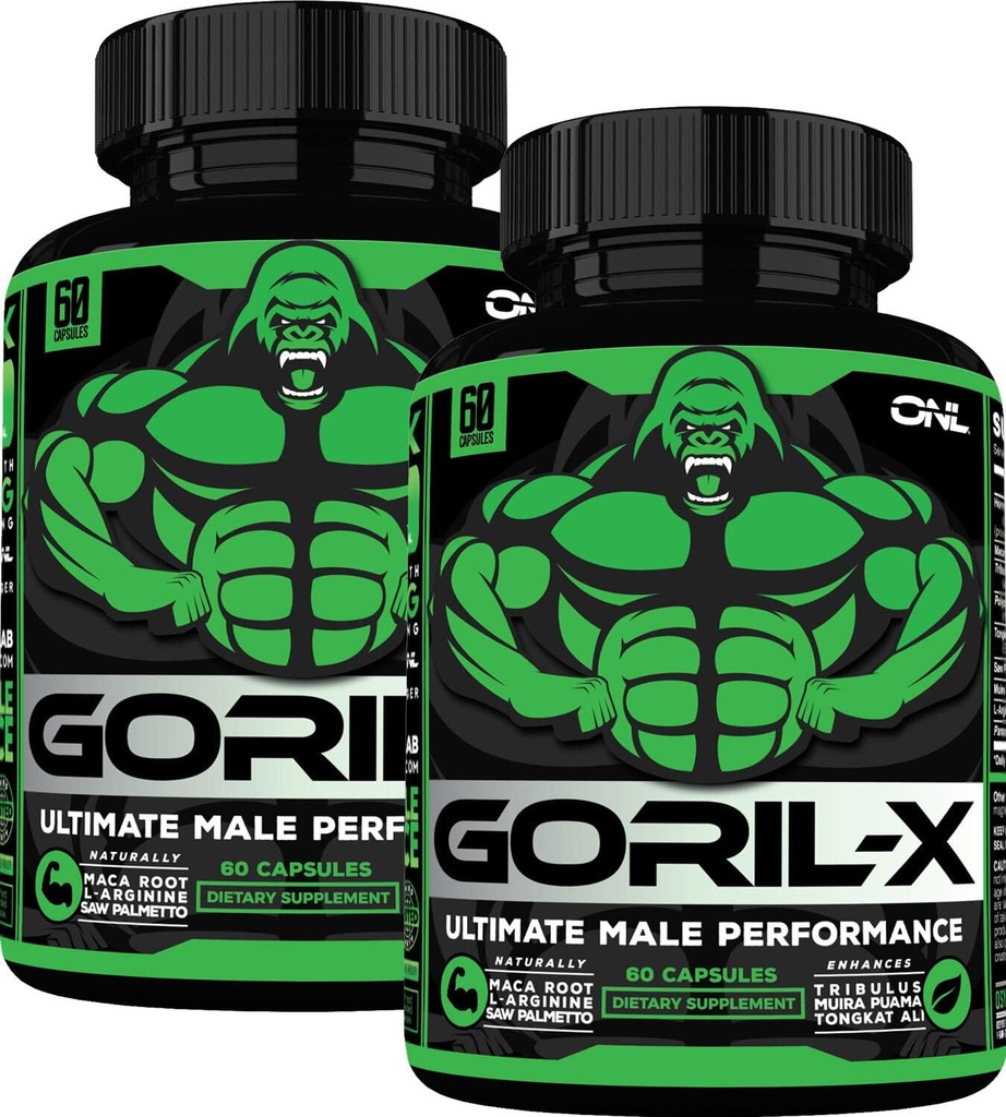 Testosteroni Booster täydentää miesten - Goril X harjoitus Mies Enhanceing pillereitä 1000mg - lisätä kokoa, voimaa ja energiaa - kiimainen Goat Weed, Tongkat Ali & Tribulus Terrestris - 60 kapselia (2pk)