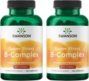 Swanson-vitamiini B-komplex w/Vitamin C - Natural Supplement Stressin lievittämisen, energia-tuki ja immuuniterveyden tukeminen - Saattaa tukea aineenvaihduntaa ja hermostoa - (100 kapselia) (2 pakkaus)
