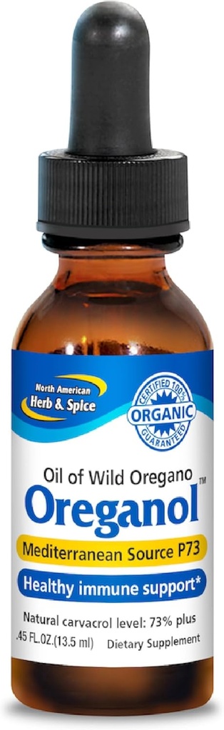 POHJOINEN AMERICAN HERB & SPICE Oreganol - 0,45 fl. oz. - Käsittelemätön, Wild, Organic Oil - Mediterranean Source P73 - Ei-GMO - 194 Servings