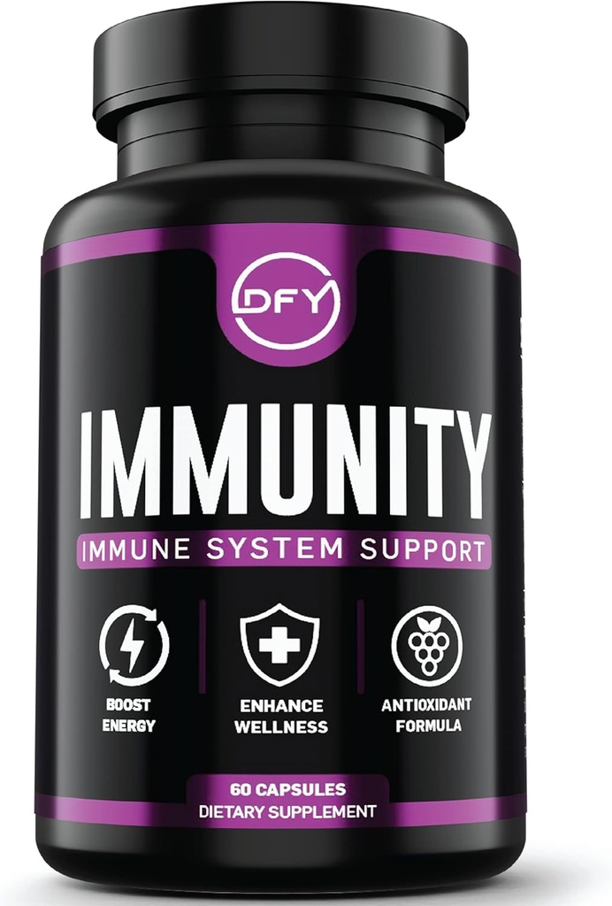 DFY-immunosupport-kapselit - Elderberry Sambucus, C-vitamiini, Sambucus Elderberry, D3-vitamiini 5000 IU, sinkki ja inkivääri