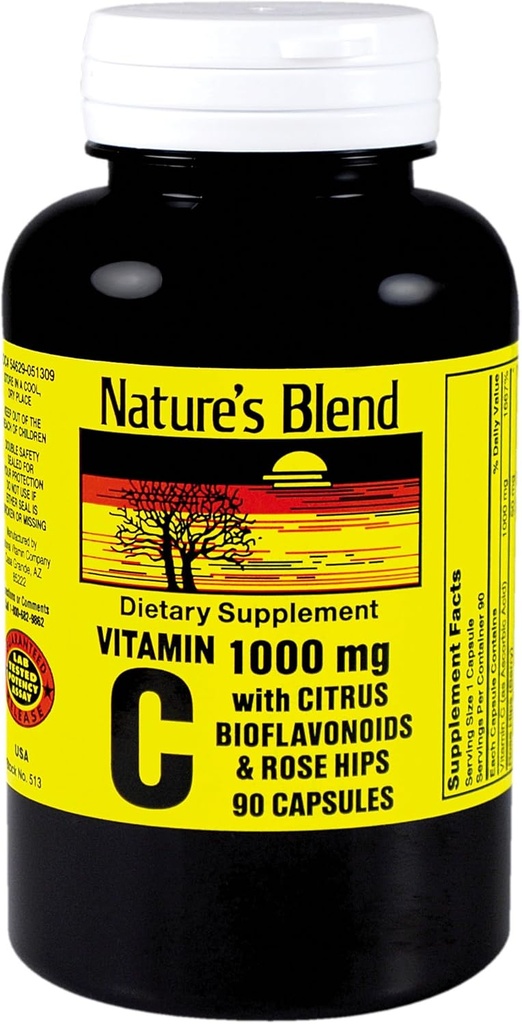 NAT B VIT C W/BIO&RH CP 1000MG 90 Nature's Blend