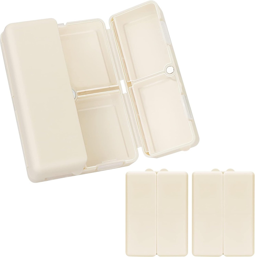 FYY Daily Pill Organizer,2 Pcs 7 Compartments Portable Pill Case Travel Pill Organizer, [Folding Design] Pill Box för väska ficka för att hålla vitaminer,Cod Liver Oil, Tillskott och Medication-White