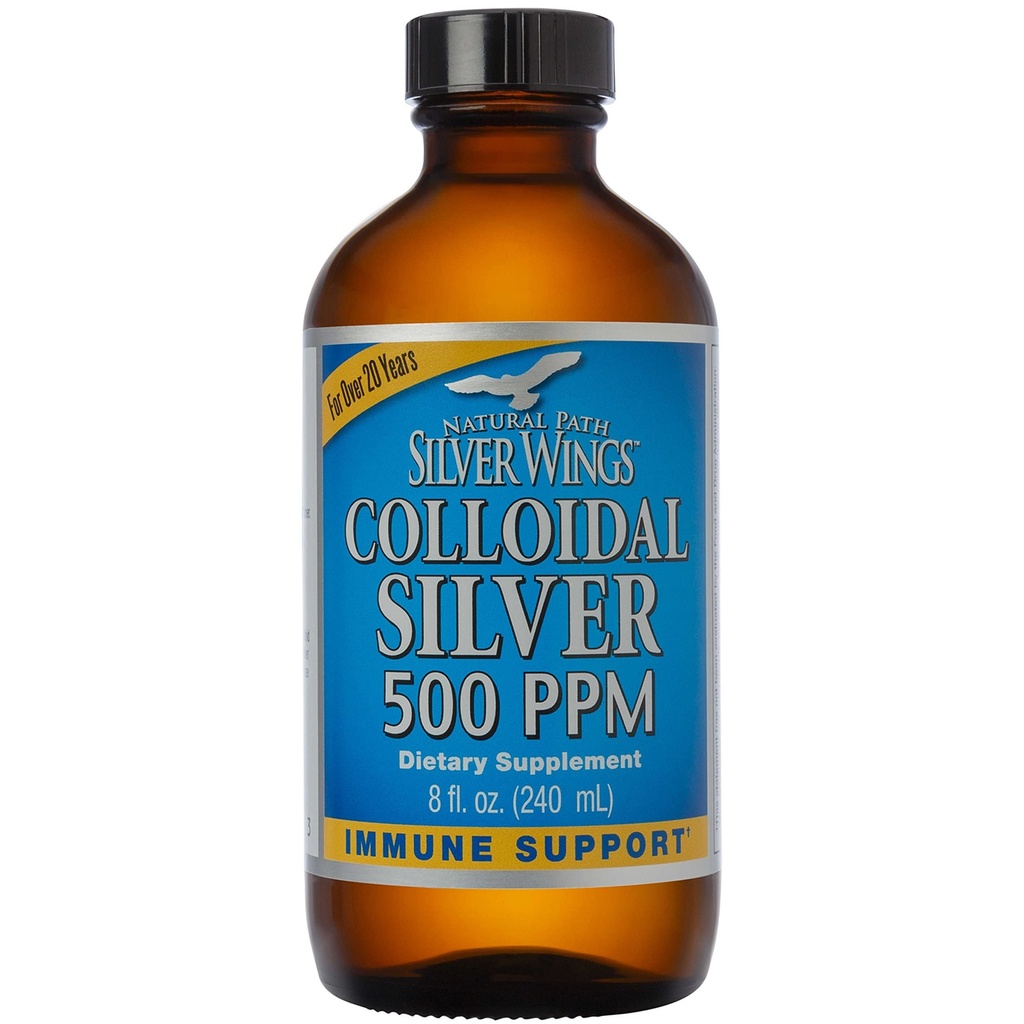 Natural Path Silver Wings Colloidal Silver 500ppm (2 500mcg) Immun Support Supplement 8 fl. oz.