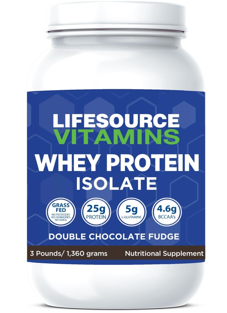 LifeSource vitamiineja 3 lb - US Dairy Cows Grass Fed Whey Protein Isolate - Double Chocolate Fudge makeutettu w/Stevia - 3 lb jauhe