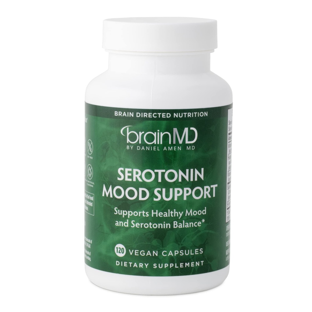 BRAINMD Dr Amen Serotonin Mood Support - 120 kapslar - Stöder hälsosam serotoninbalans - Glutenfri - 30 portioner