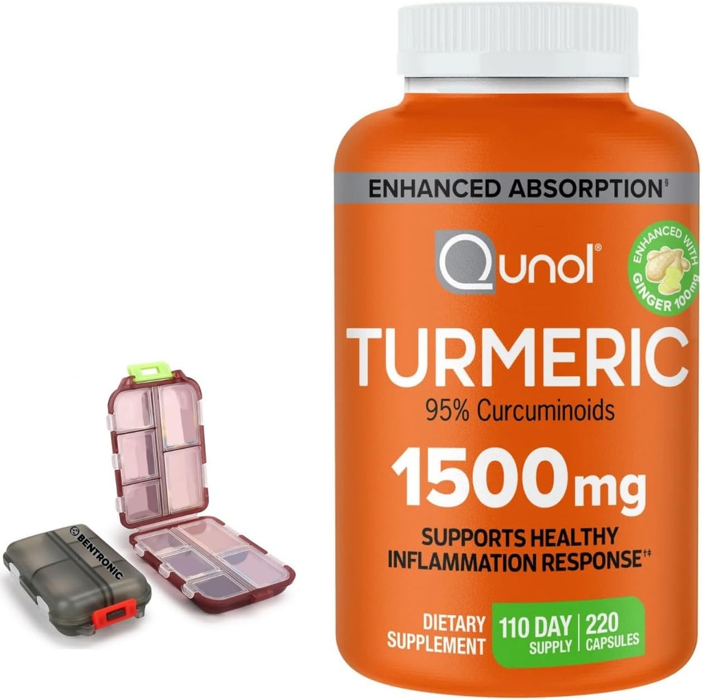 Kurkuma 1500 mg täydentää, 95% kurkumainoidit, 220 kapselia (110-päivä tarjonta) kaksi (2) matka pilleri tapauksessa.