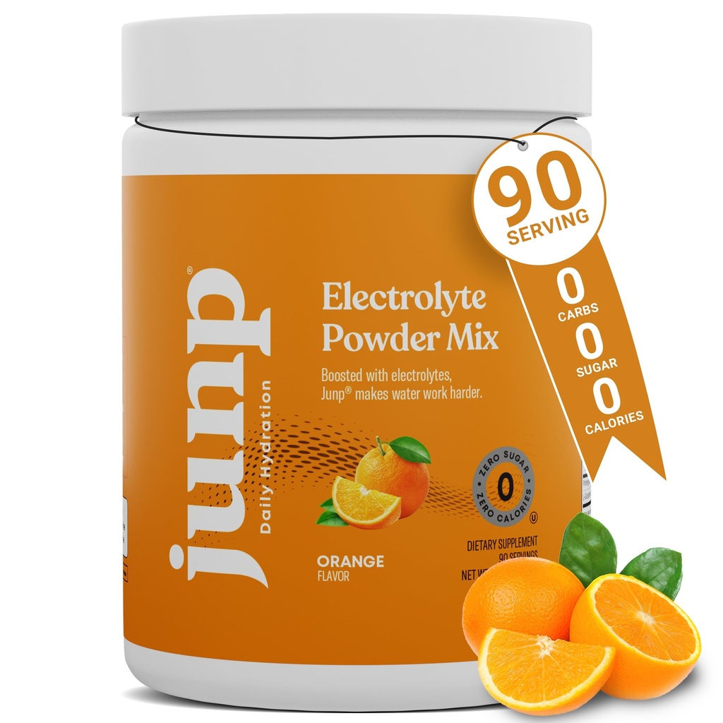 JUNP Electrolytes Powder No Sugar No Carbs, Sweet Tangy Citrus Orange Keto Electrolyte Drink Mix, Kalium ja suola Hydration Powder Electrolytes Zero Calorie Sugar Free Electrolyte Powder, 90 tarjoilua