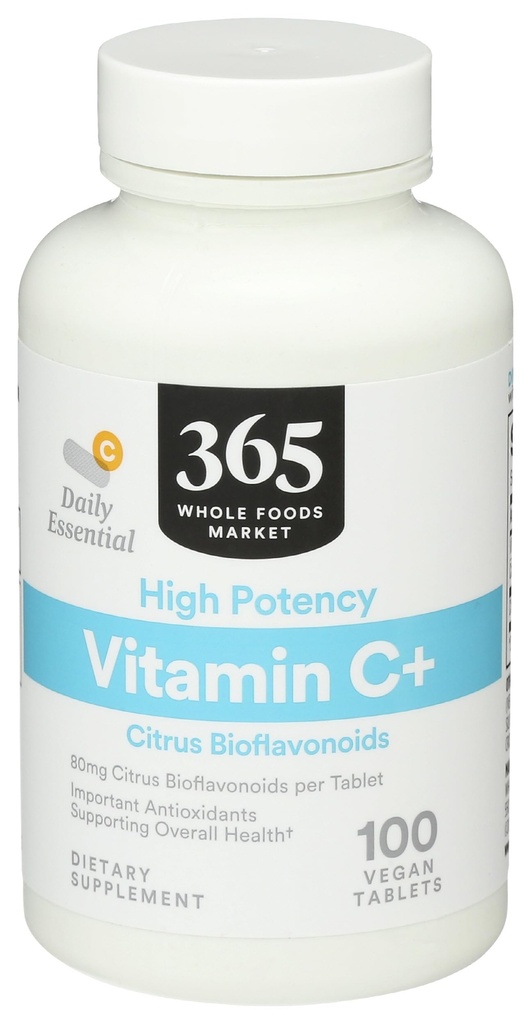 365 by Whole Foods Market, High Potency C+, 80mg Citrus Bioflavonoids, Vegan, 100 tablettia