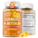 Turmeric Gummies 1000 mg w/MCT Oil C8 C10, Organic Antioksidantti, Turmeeric Curcumin täydentää Black Pepper Extract, Tuki Mukavuus, Boost Energy, Ultra Imeytyminen, Sokeriton, 60 Cts