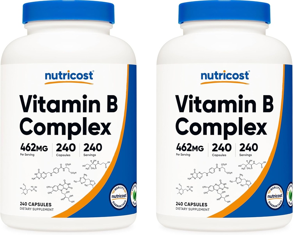 Nutricost High Potency B-vitamiinikompleksi 462 mg, 240 kapselia (2 pullo) - C-vitamiini