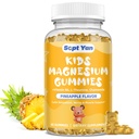 Magnesium Gummies lapsille - magnesiumsitraatti täydentää B6-vitamiinia, L-theaniinia, kamomillaa ja sitruuna balsamia - rauhallinen magnesium lapsille ja aikuisille uni, rentoutuminen, ananas maku 60 Gummy