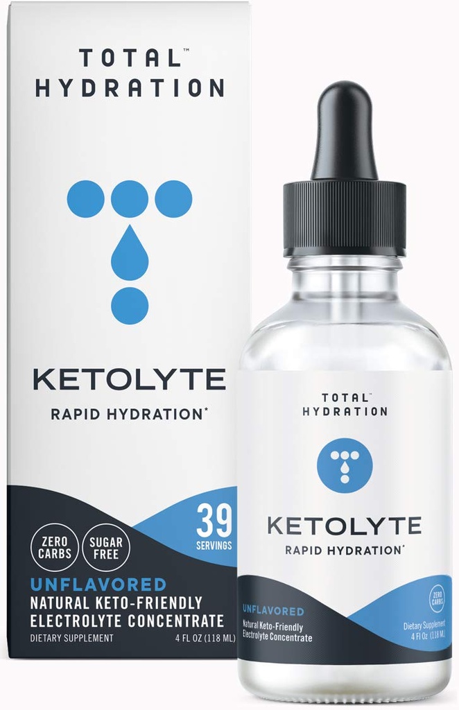 Ketolyte Rapid Hydration (Unflavored) Keto-Friendly Electrolyte Drops utan kalorier No Sugar, Natural Electrolyte Supplement med Magnesium (39 portioner)