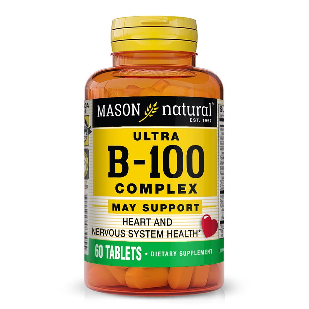 MASON NATURAL Ultra B,100 Complex, 100,Day Supply, normaalin immuunituen ja energian aineenvaihdunta