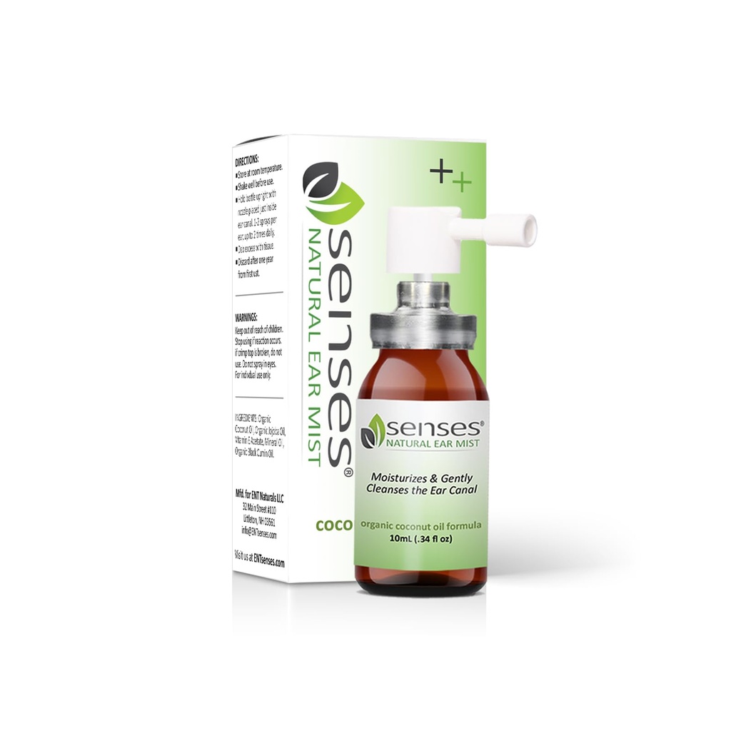 SENSES Natural Ear Drops - Lääkäri kaavailtu rauhoittava, orgaaninen kookosöljy ärsytetty korvat - käyttö puhdistus, Kosteutus, helpotus allergies, kuuloapulaiset, ja korvavaha, 0,34 Fl Oz